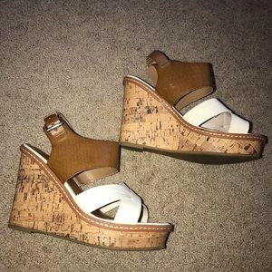 Tan and white wedges